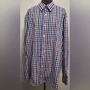 Men's Checkered Button-Down Shirt - Blue and Purple